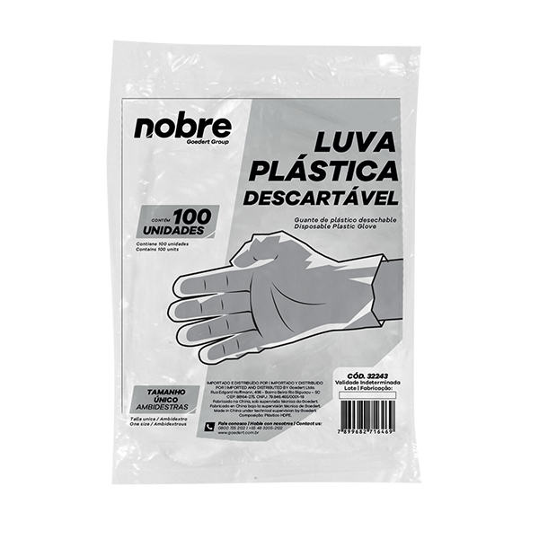 Luva plástica descartável